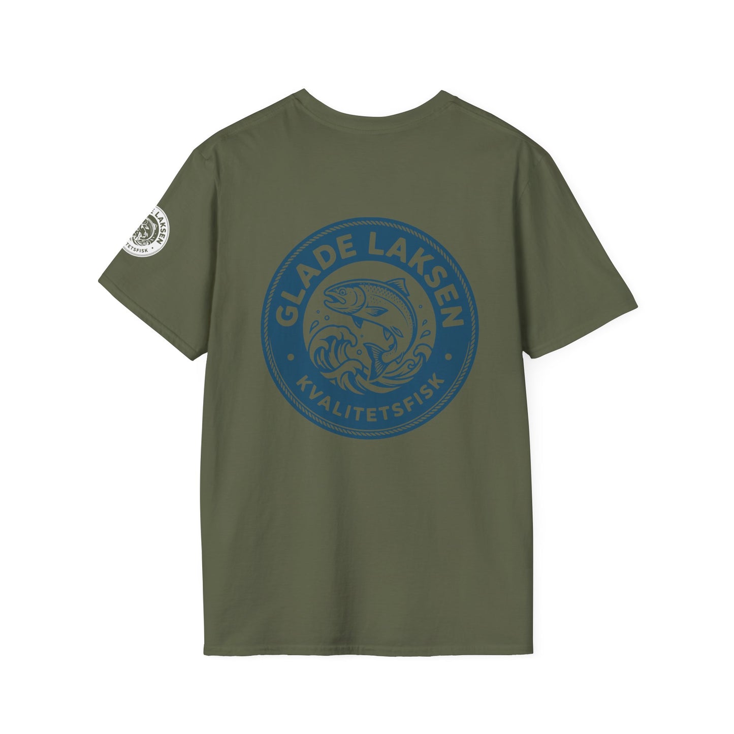 Glade Laksen Kvalitetsfisk T-Shirt — Vintage Salmon Fishing Tee