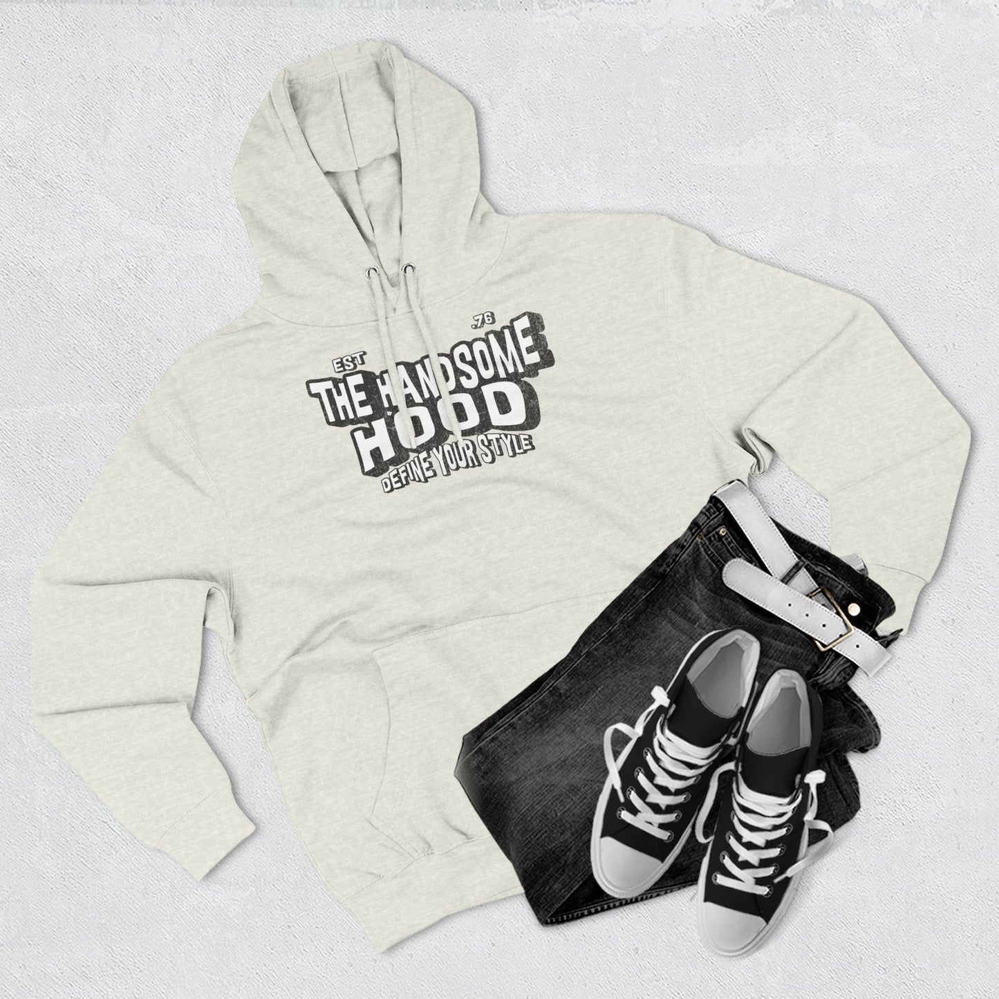 The Handsome Hood Fleece Hoodie - Retro Script Graphic Pullover