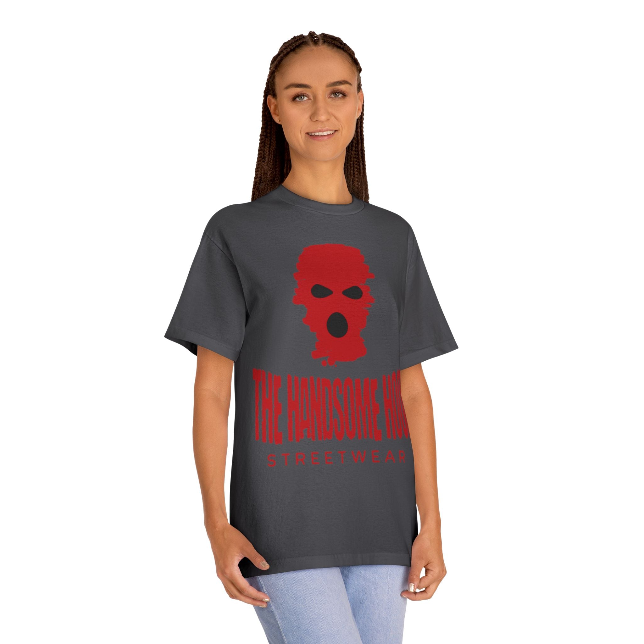 The Handsome Hood Streetwear Tee — Red Balaclava Graphic T-Shirt