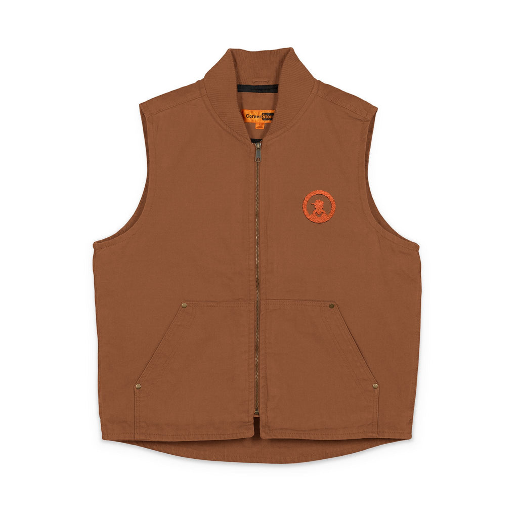 Embroidered Duck Cloth Work Vest — Durable Washed Canvas Utility Vest