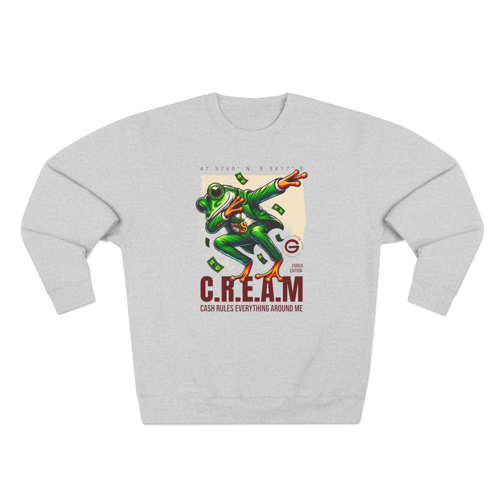 C.R.E.A.M. Frog Crewneck Sweatshirt – 'Cash Rules Everything Around Me' Graphic