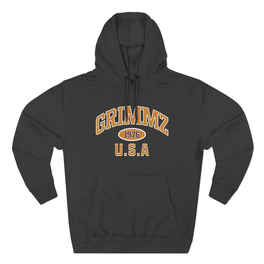 Grimmz 1976 U.S.A. Hoodie — Vintage Collegiate Fleece Pullover