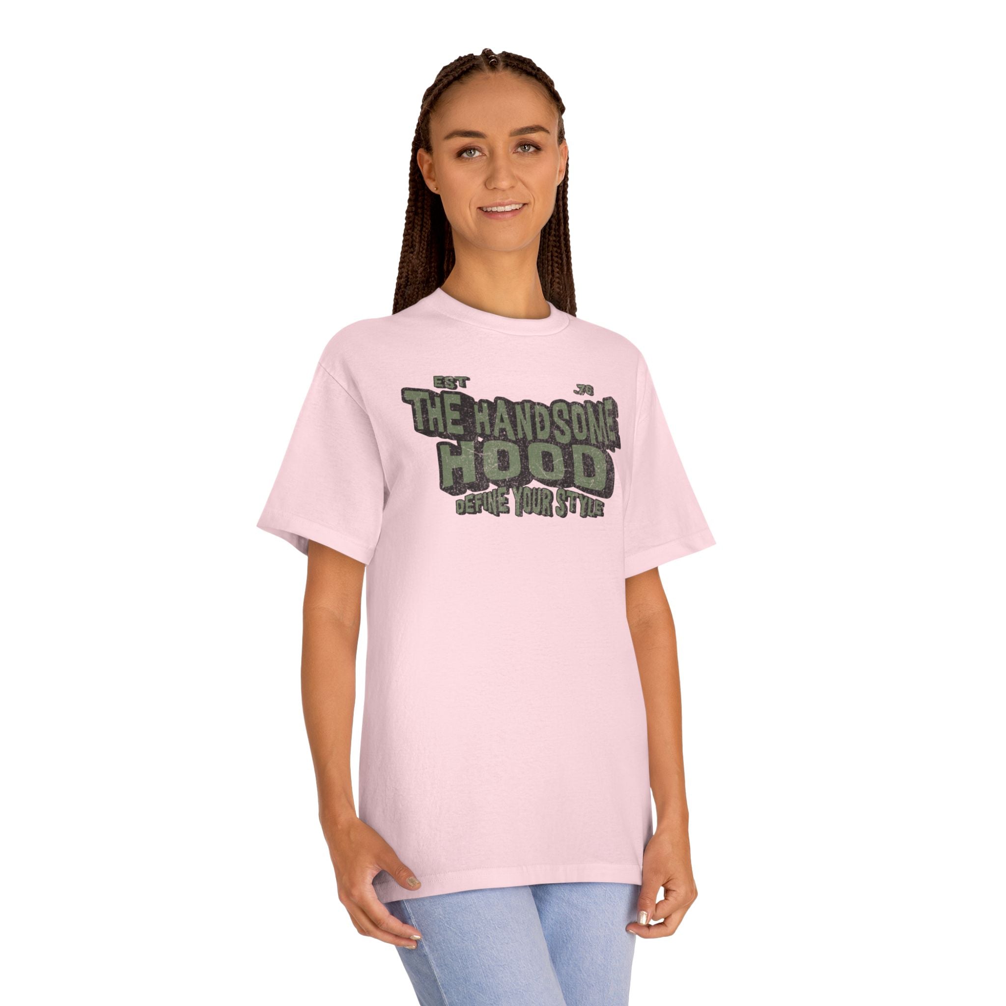 The Handsome Hood Tee — Vintage Military Green Graphic T-Shirt