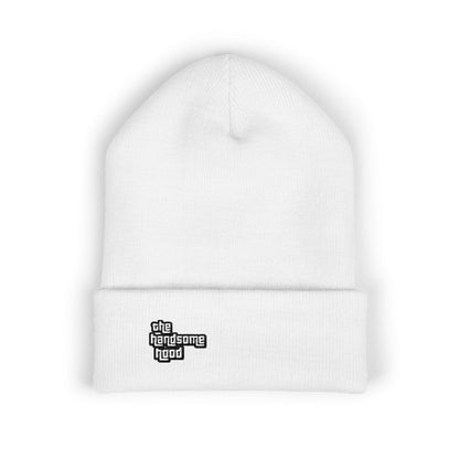 Minimalist White Logo Knit Beanie