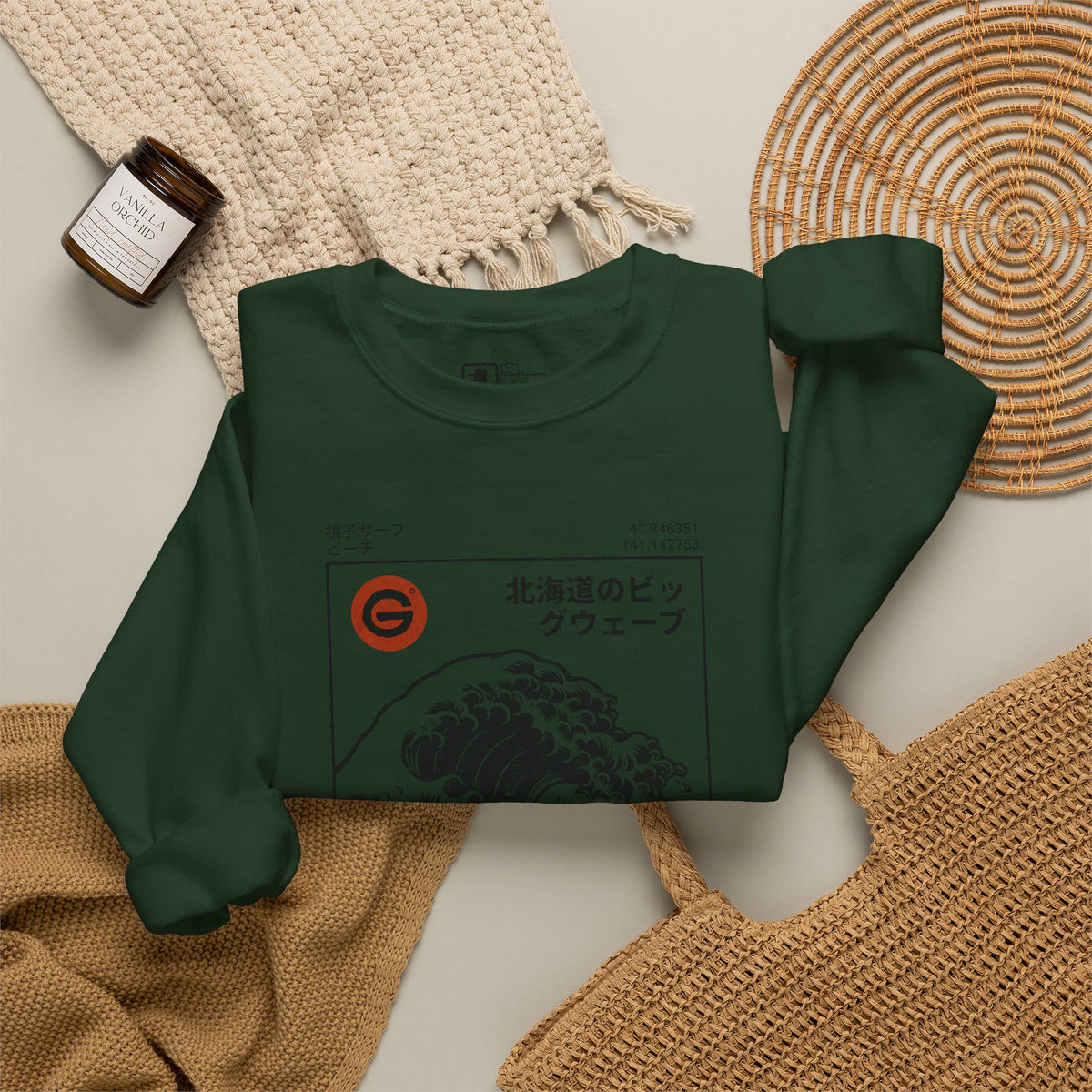 Hokkaido Wave Crewneck Sweatshirt