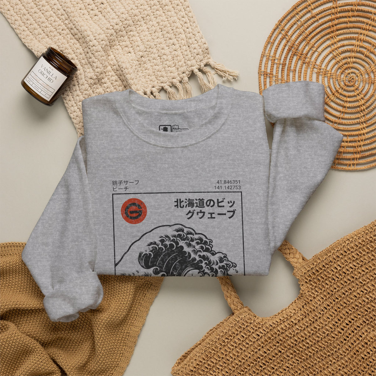 Hokkaido Wave Crewneck Sweatshirt