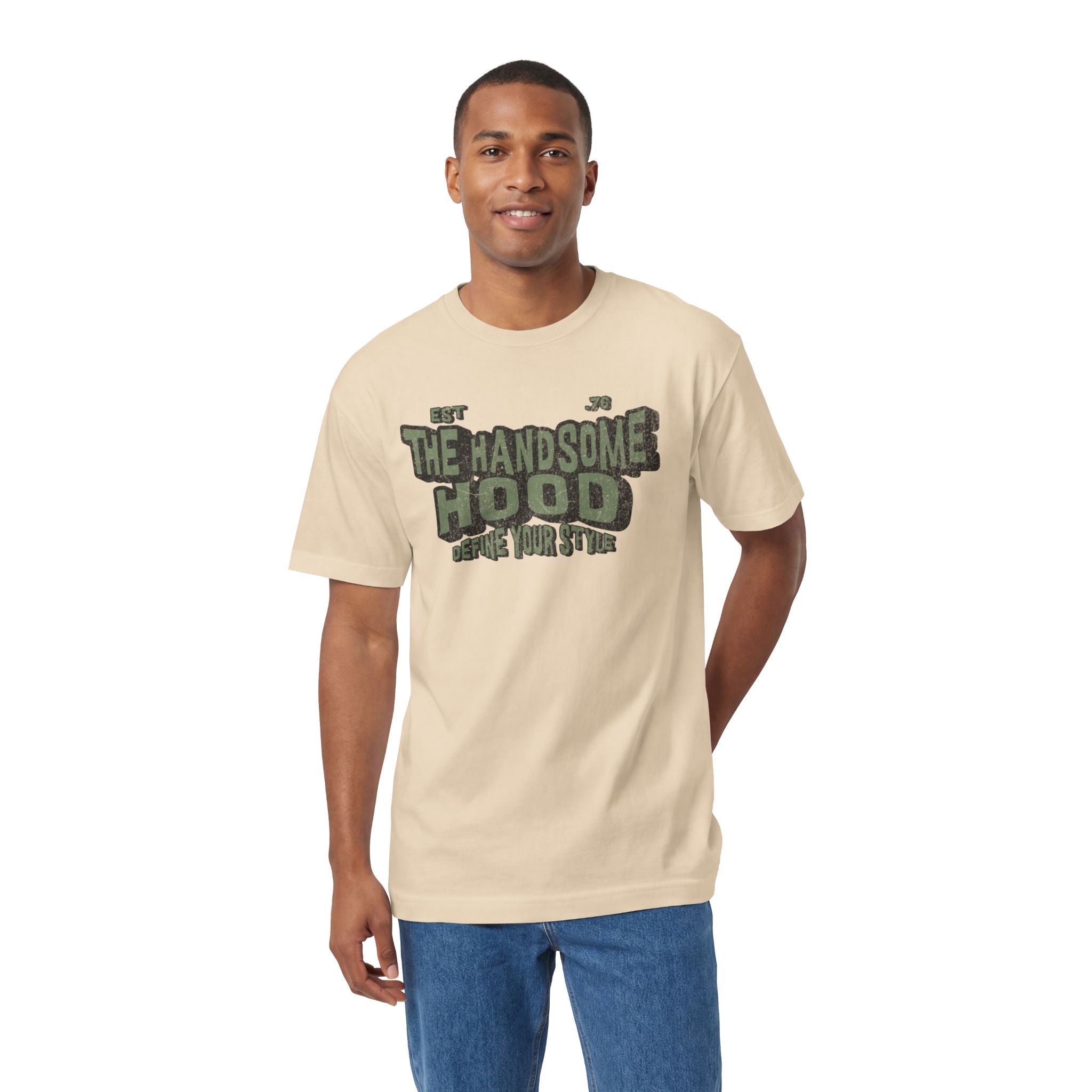 The Handsome Hood Tee — Vintage Military Green Graphic T-Shirt