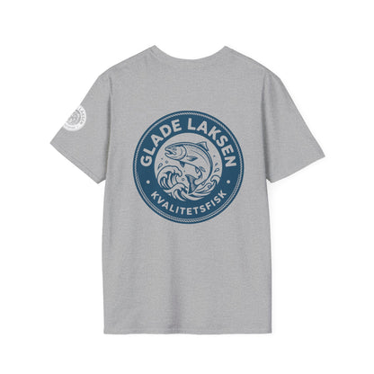 Glade Laksen Kvalitetsfisk T-Shirt — Vintage Salmon Fishing Tee