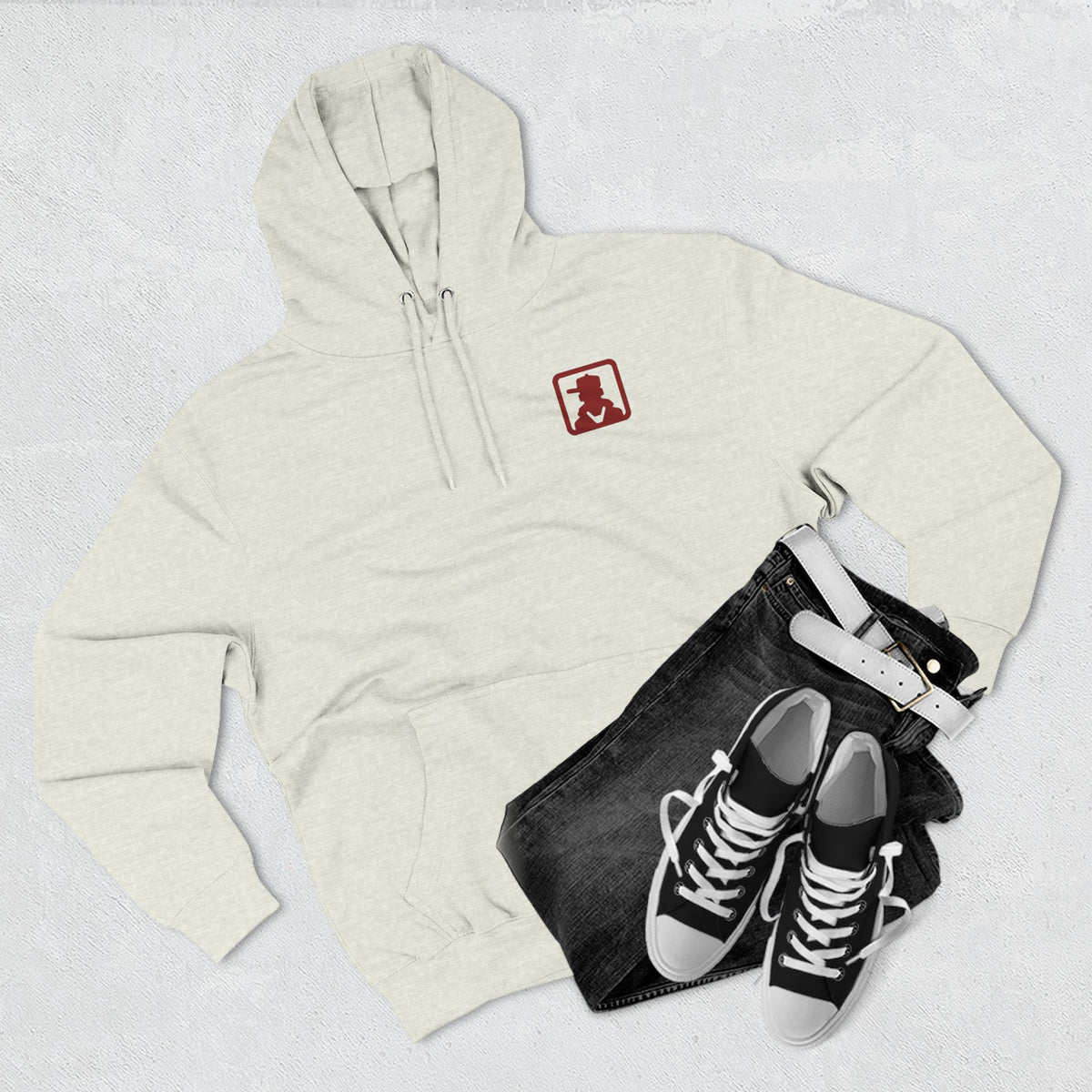 Minimalist Red Silhouette Fleece Hoodie