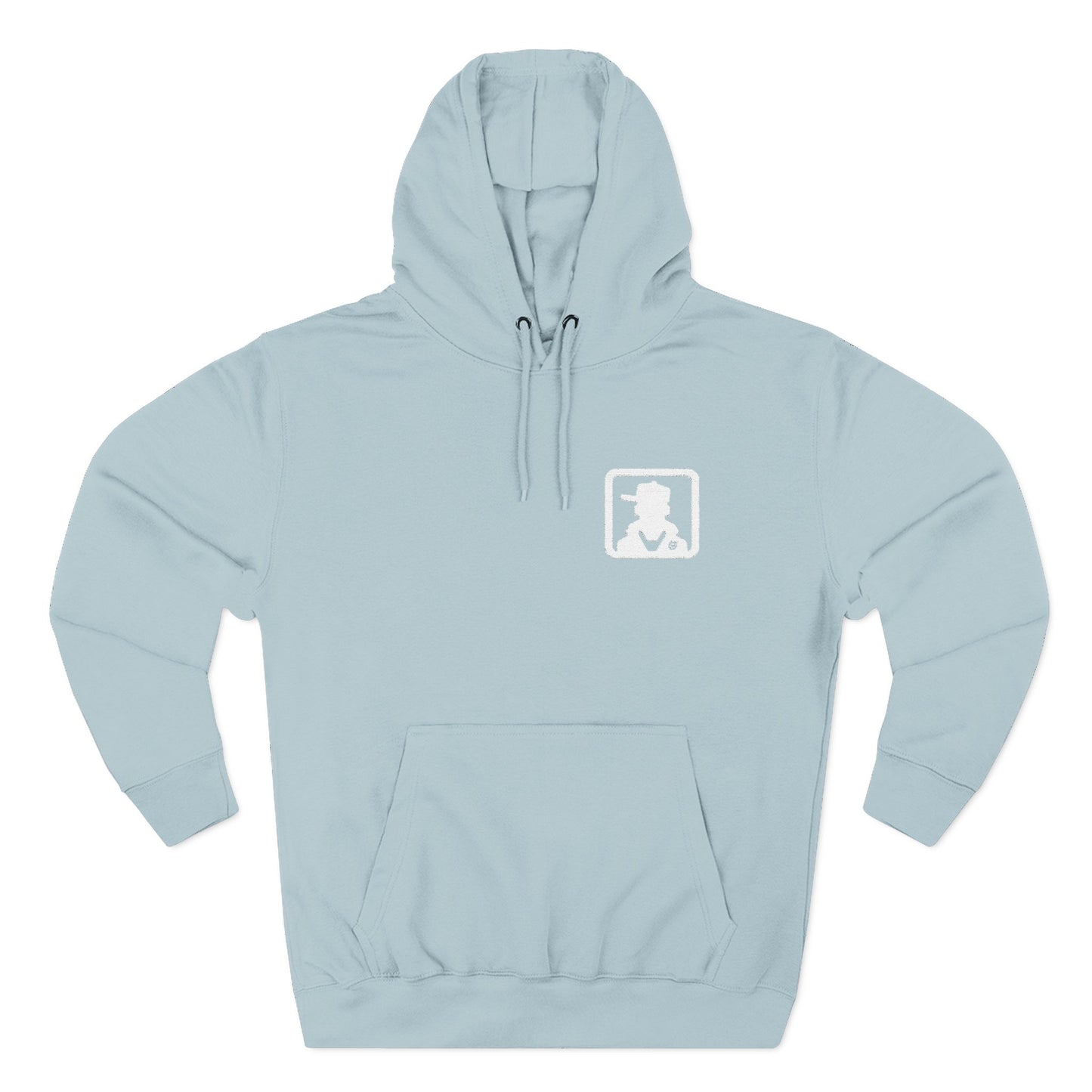 Minimal White Pocket Logo Hoodie