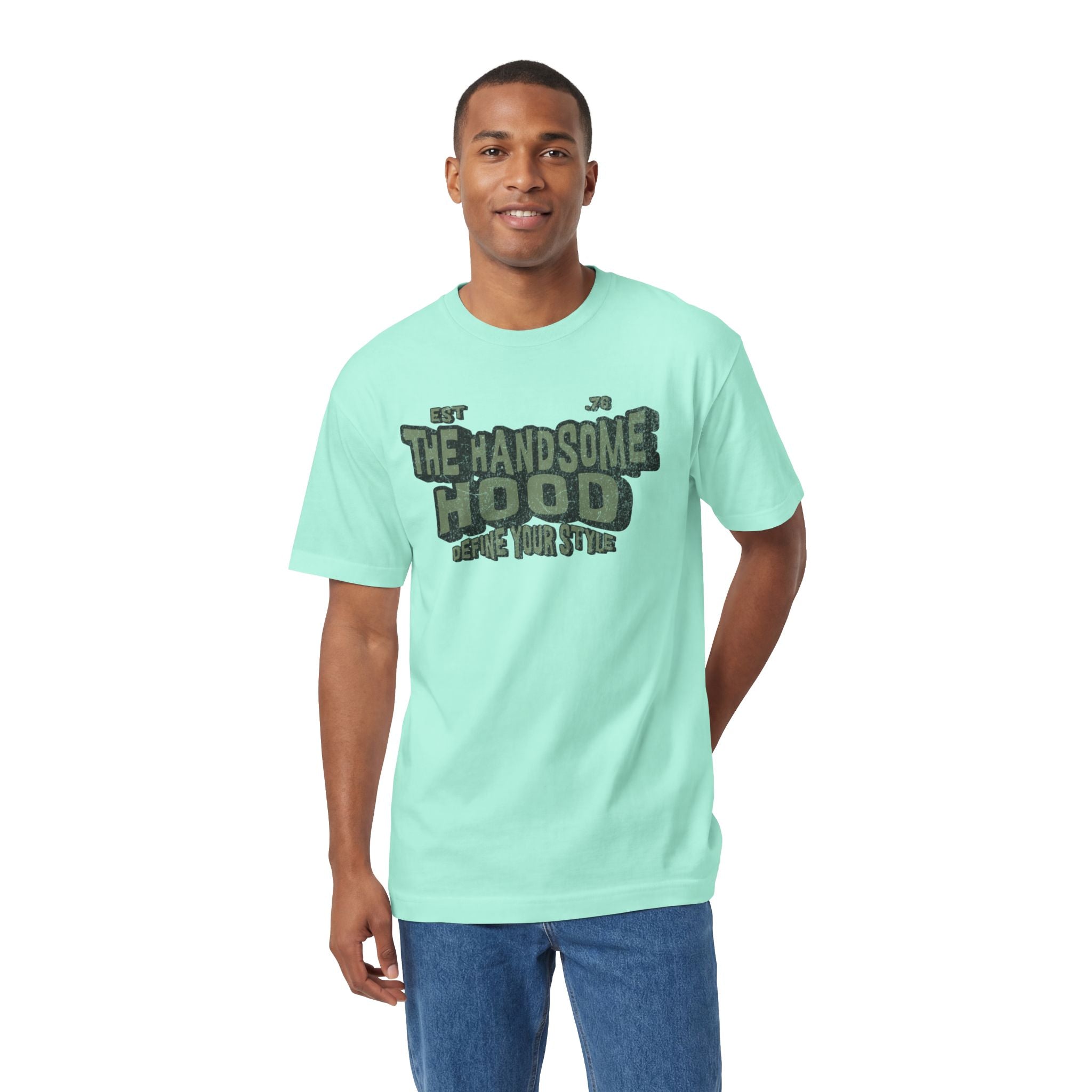 The Handsome Hood Tee — Vintage Military Green Graphic T-Shirt