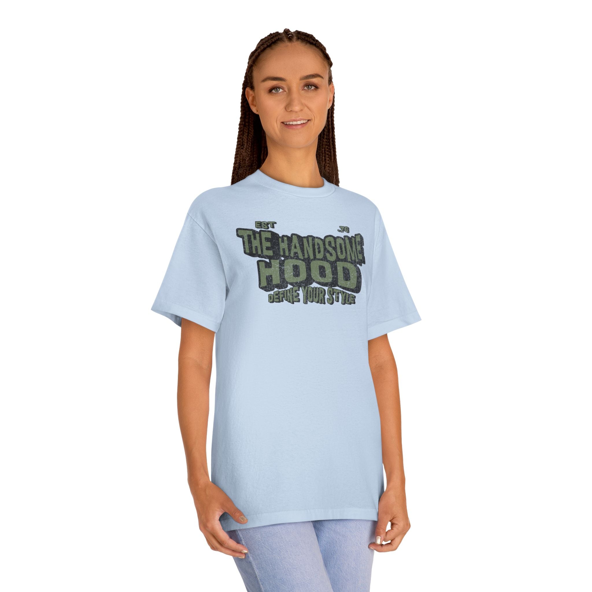 The Handsome Hood Tee — Vintage Military Green Graphic T-Shirt