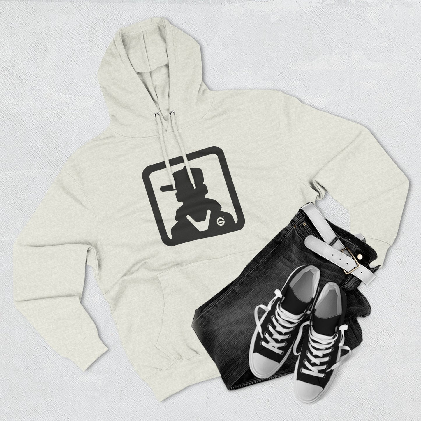 Minimal Silhouette Streetwear Fleece Hoodie