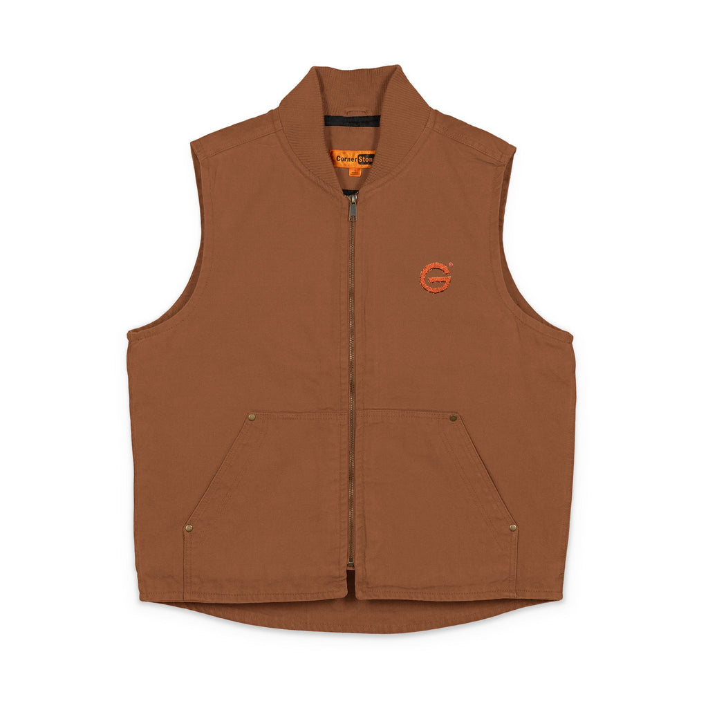 Washed Duck Cloth Work Vest — Embroidered Chest Patch
