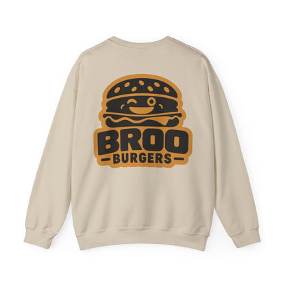 Burger Logo Sweatshirt — 'BROO Burgers' Retro Fast Food Crewneck