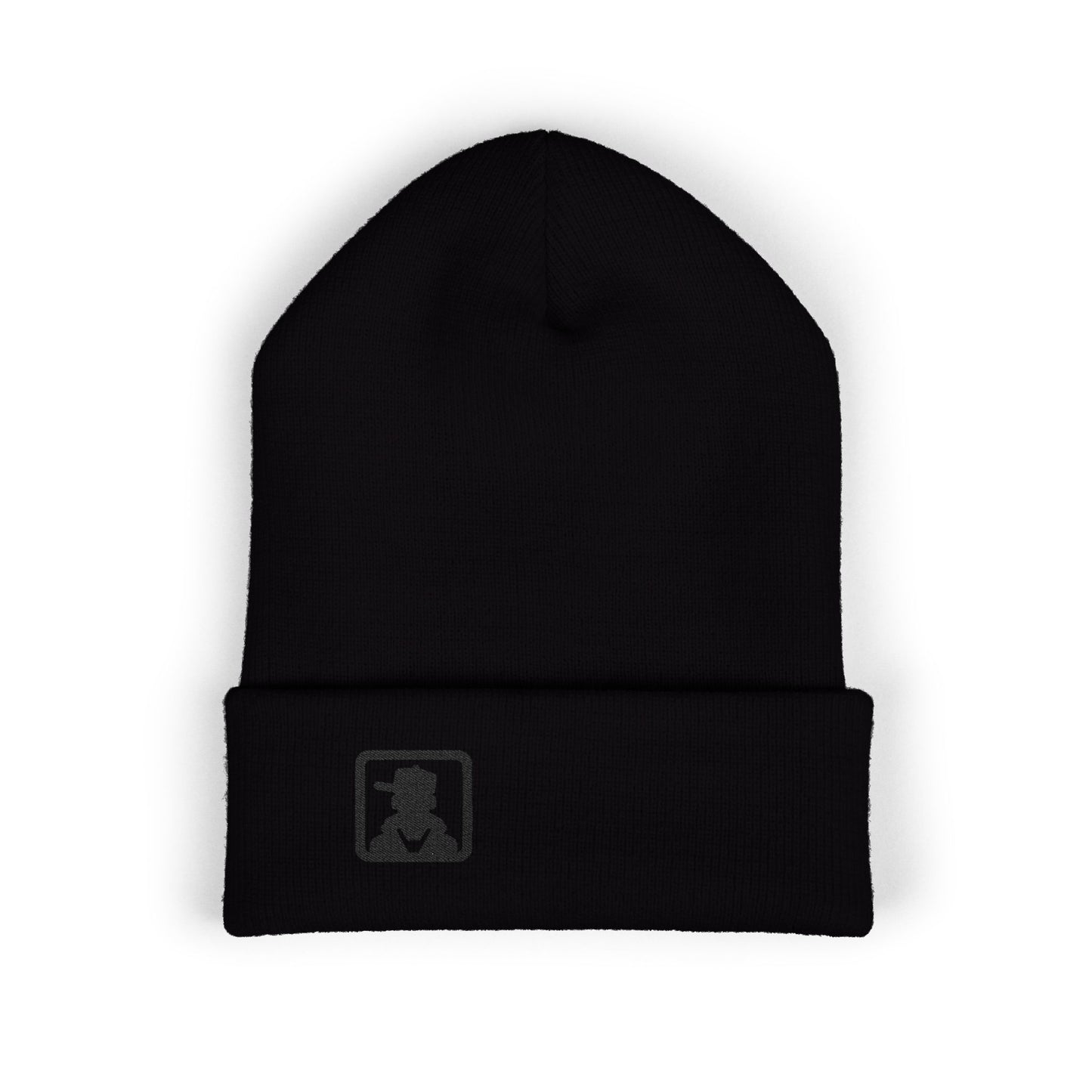 Embroidered Detective Silhouette Cuffed Beanie