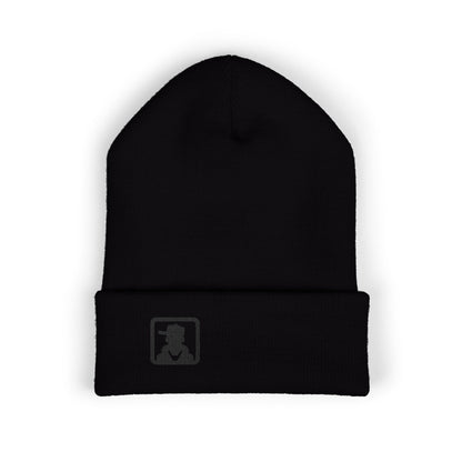 Embroidered Detective Silhouette Cuffed Beanie