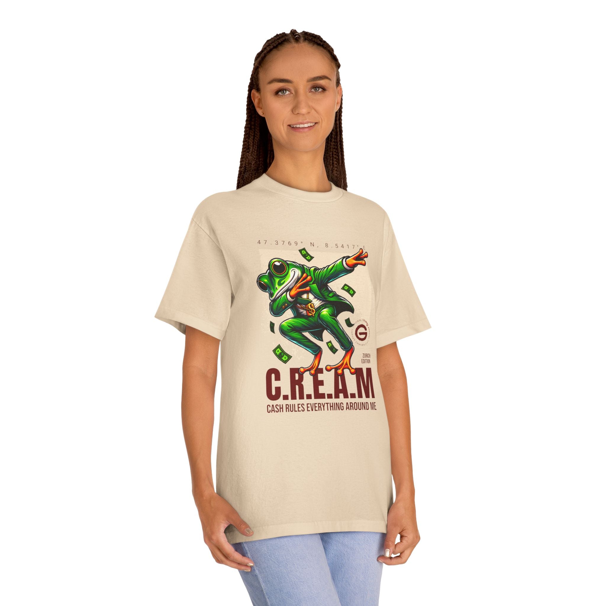 C.R.E.A.M. Frog Graphic Tee — 'Cash Rules Everything Around Me' Streetwear T-Shirt