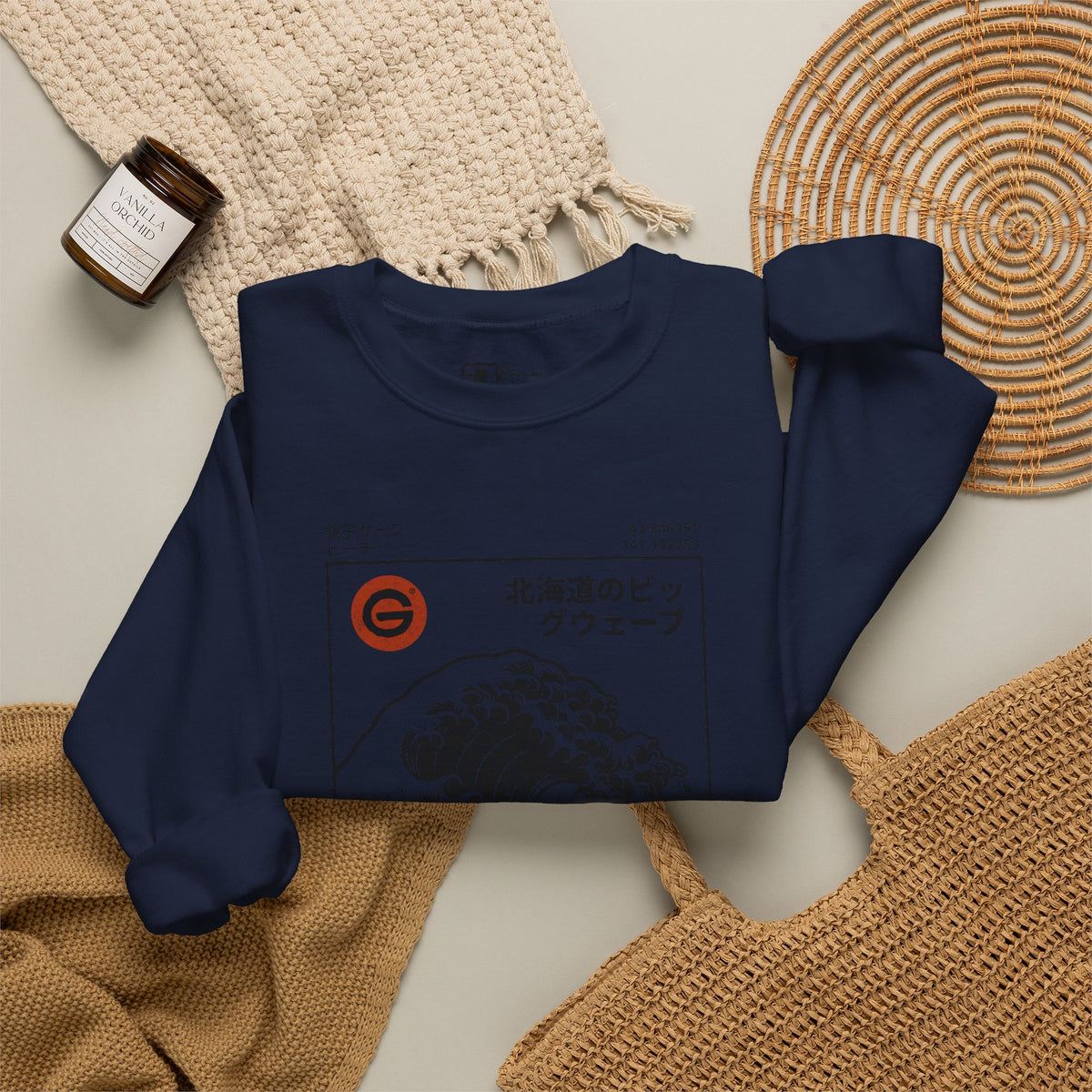 Hokkaido Wave Crewneck Sweatshirt