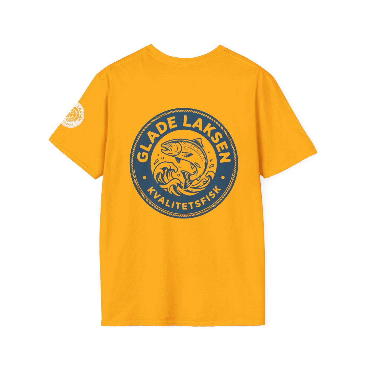 Glade Laksen Kvalitetsfisk T-Shirt — Vintage Salmon Fishing Tee