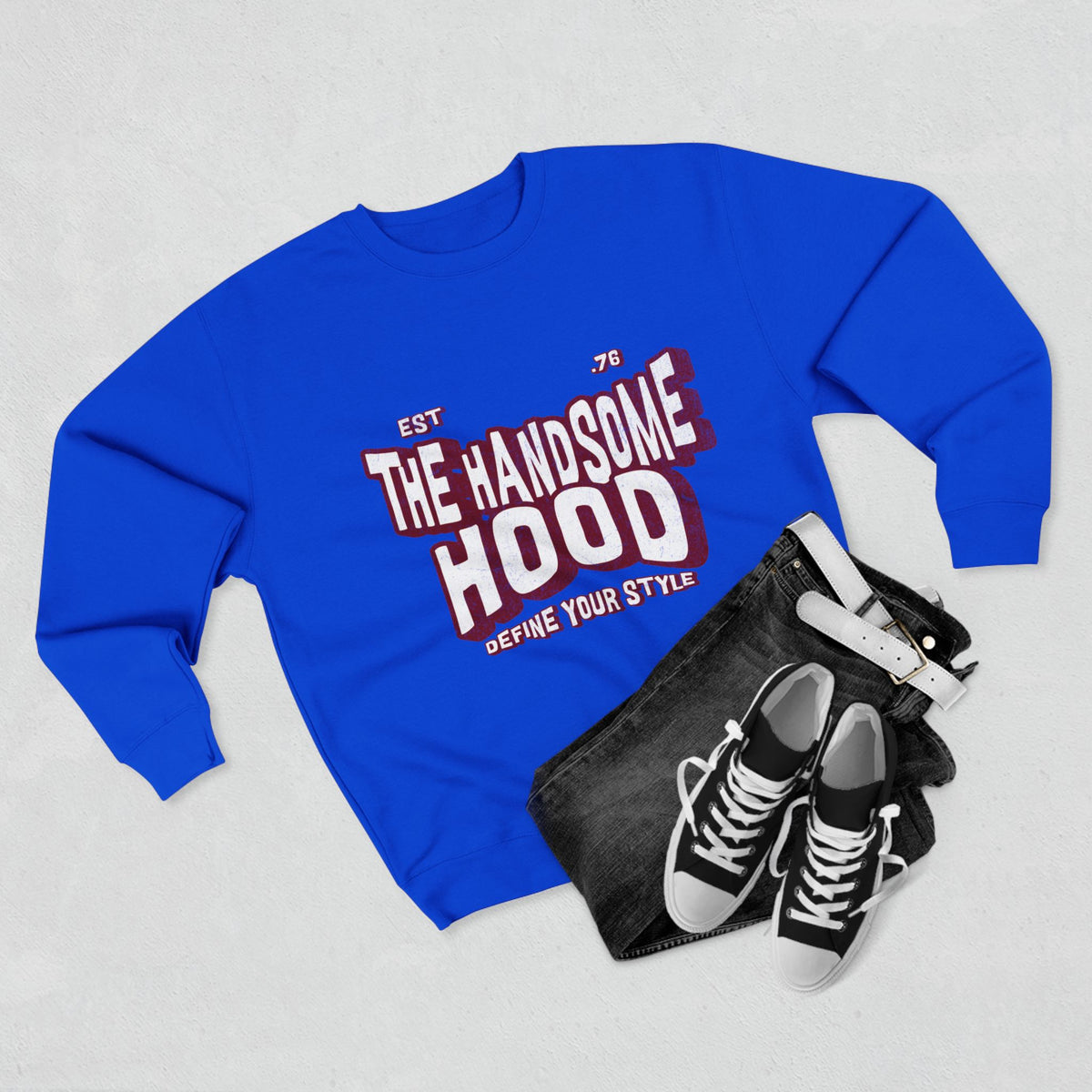 Crewneck Sweatshirt — "The Handsome Hood" Retro Script Pullover