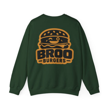 Burger Logo Sweatshirt — 'BROO Burgers' Retro Fast Food Crewneck