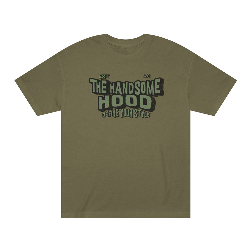The Handsome Hood Tee — Vintage Military Green Graphic T-Shirt