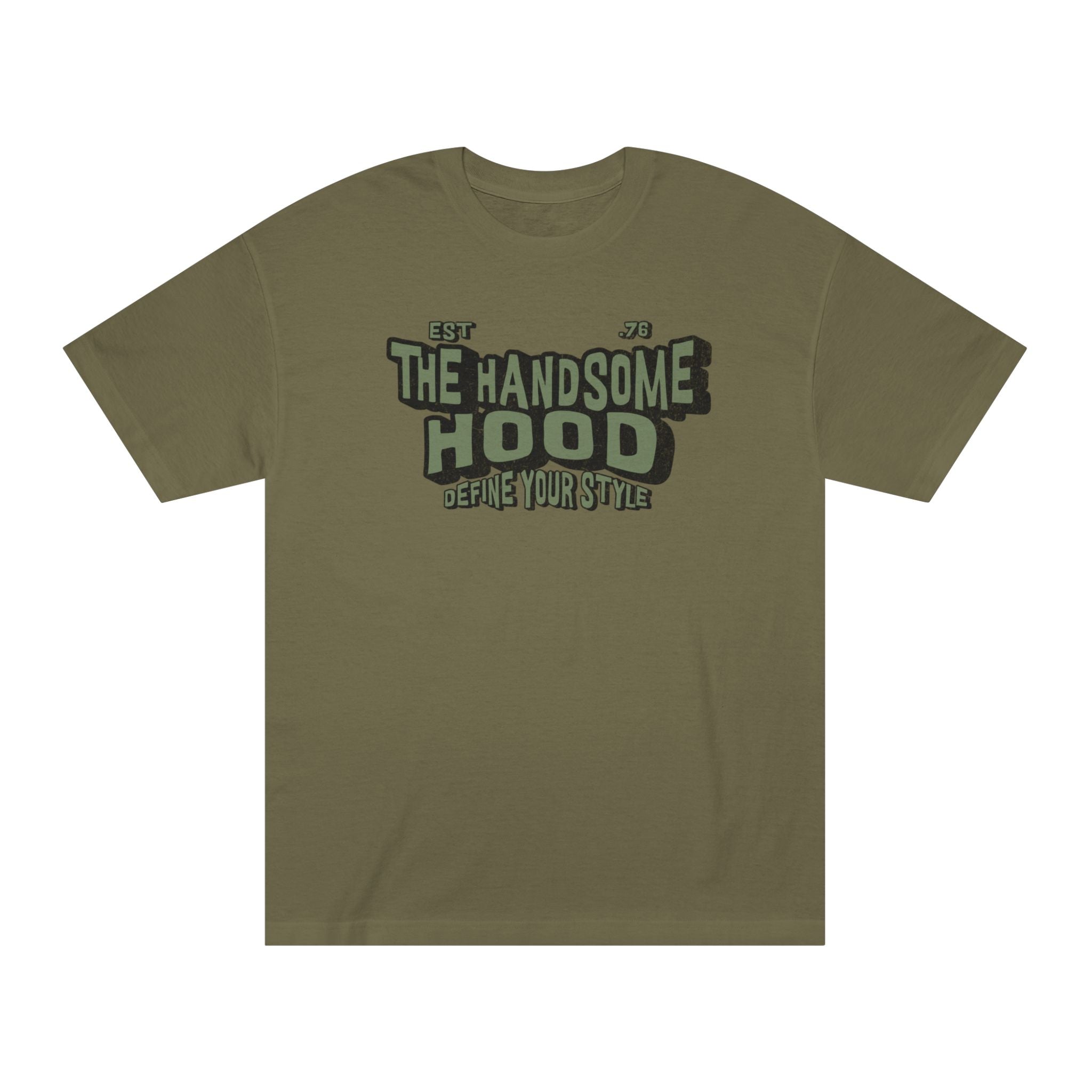 The Handsome Hood Tee — Vintage Military Green Graphic T-Shirt