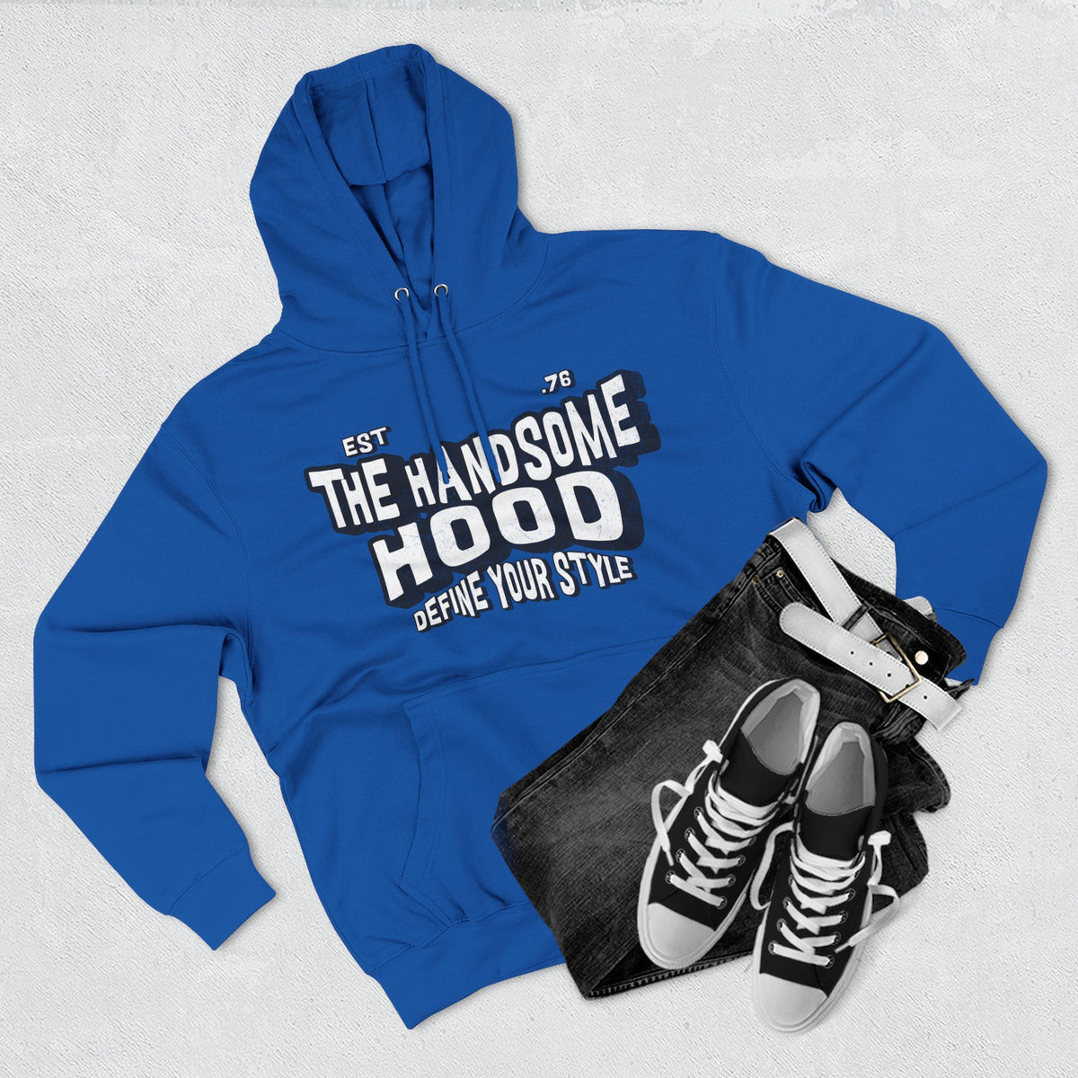 The Handsome Hood Fleece Hoodie - Retro Script Graphic Pullover