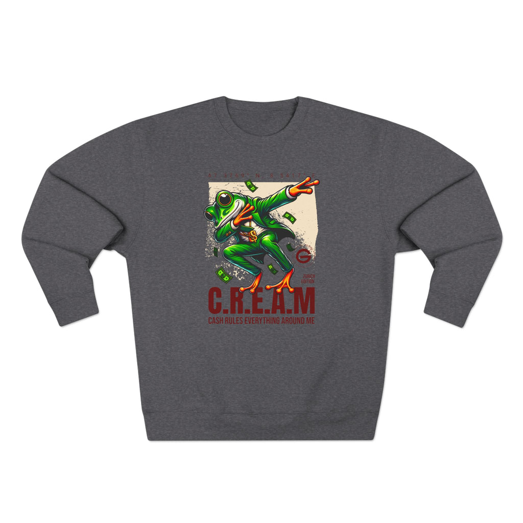 C.R.E.A.M. Frog Crewneck Sweatshirt – 'Cash Rules Everything Around Me' Graphic