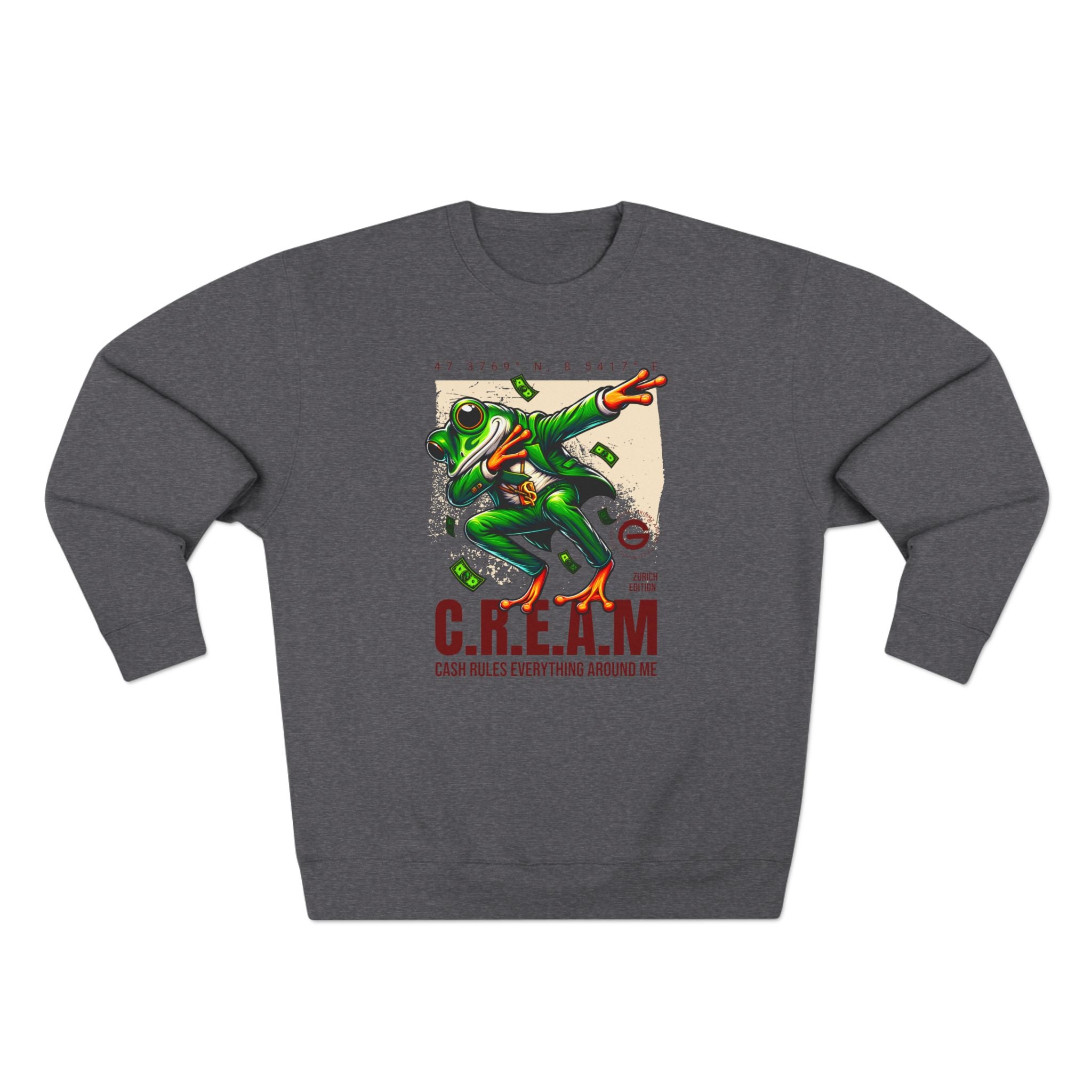 C.R.E.A.M. Frog Crewneck Sweatshirt – 'Cash Rules Everything Around Me' Graphic