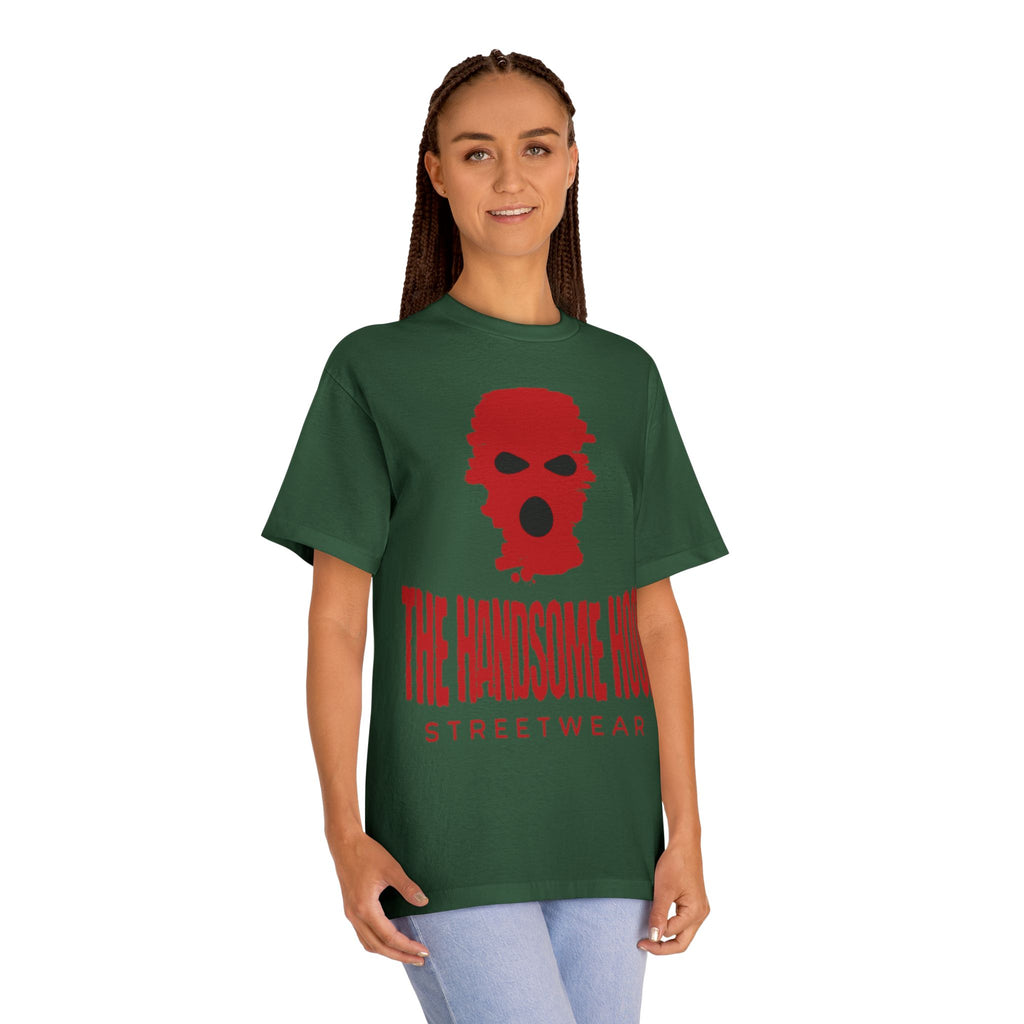 The Handsome Hood Streetwear Tee — Red Balaclava Graphic T-Shirt