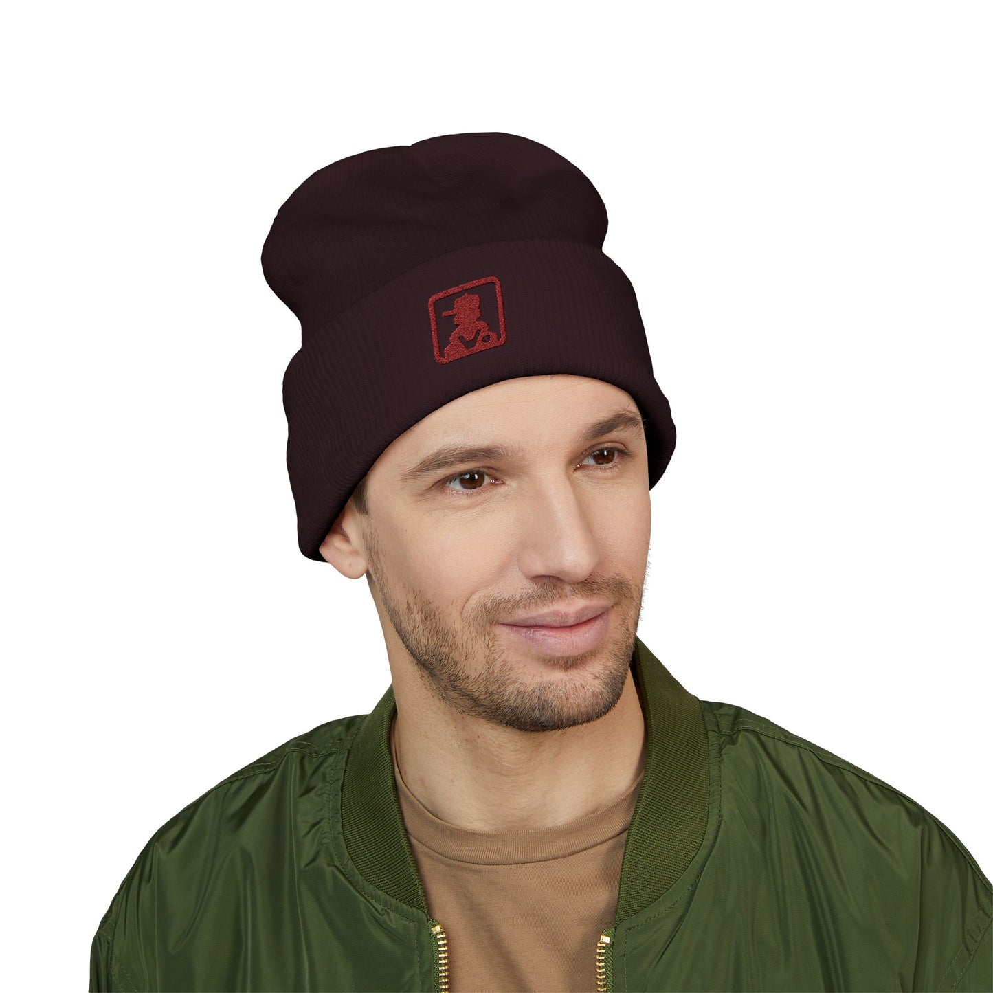 Minimalist Bear Patch Cuffed Beanie