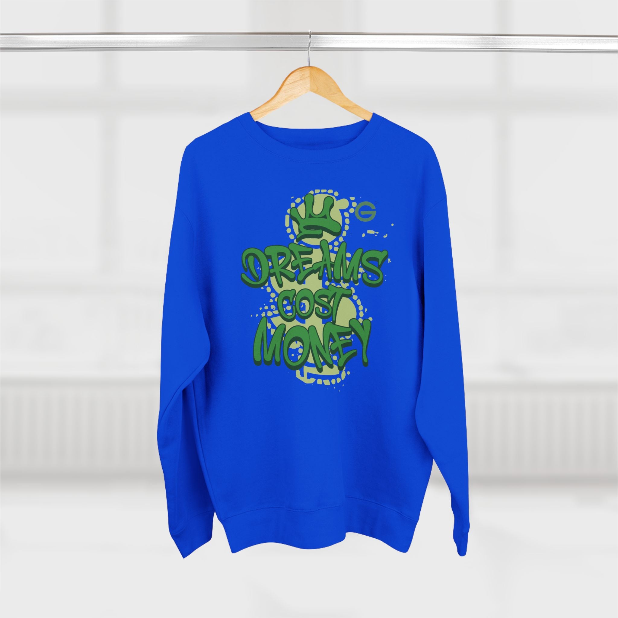 Dreams Cost Money Crewneck Sweatshirt – Green Graffiti Money Graphic