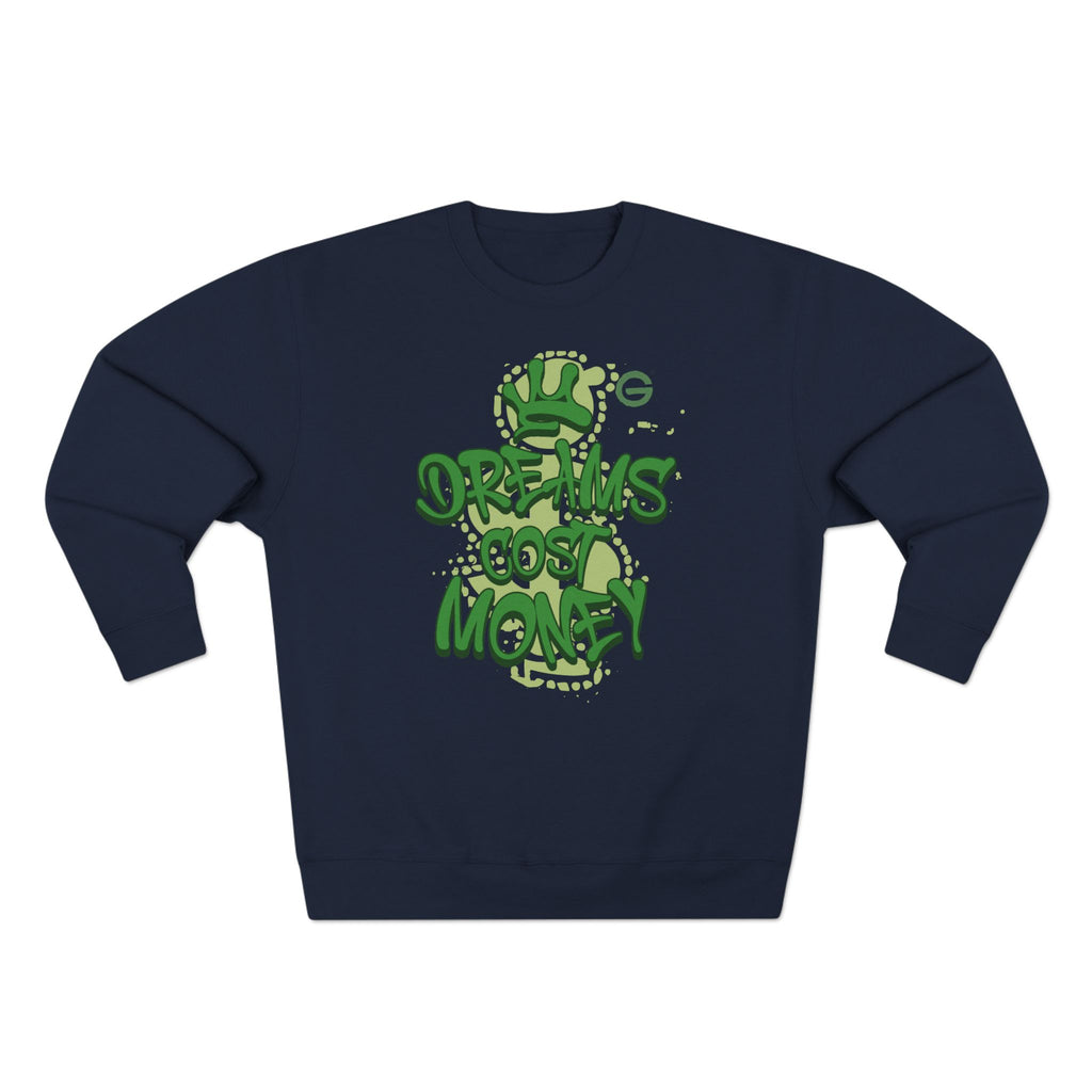 Dreams Cost Money Crewneck Sweatshirt – Green Graffiti Money Graphic