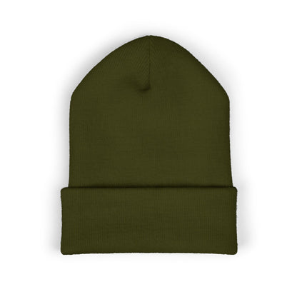 Minimalist White Logo Knit Beanie