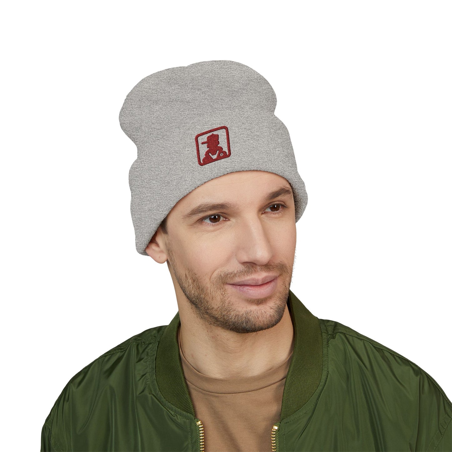 Minimalist Bear Patch Cuffed Beanie