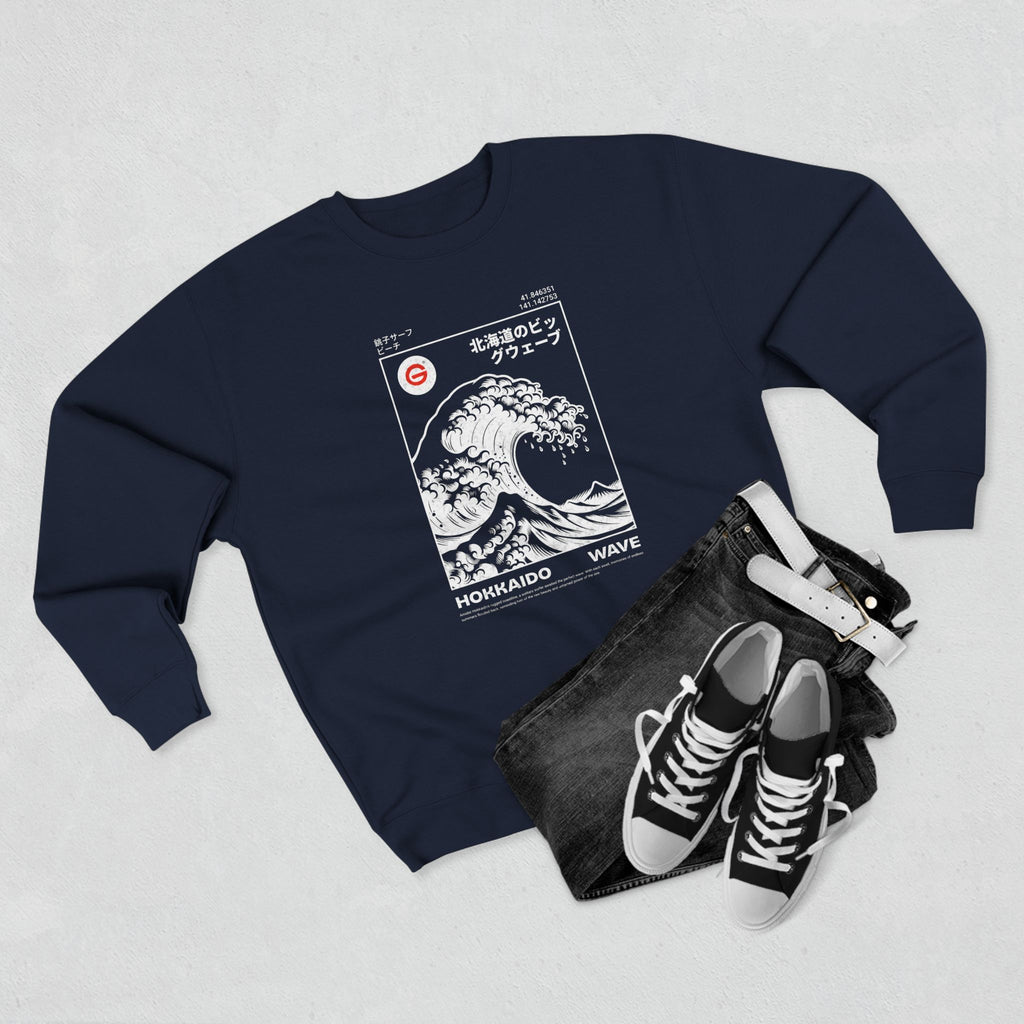 Great Wave Crewneck Sweatshirt — Hokusai-Inspired Wave Graphic