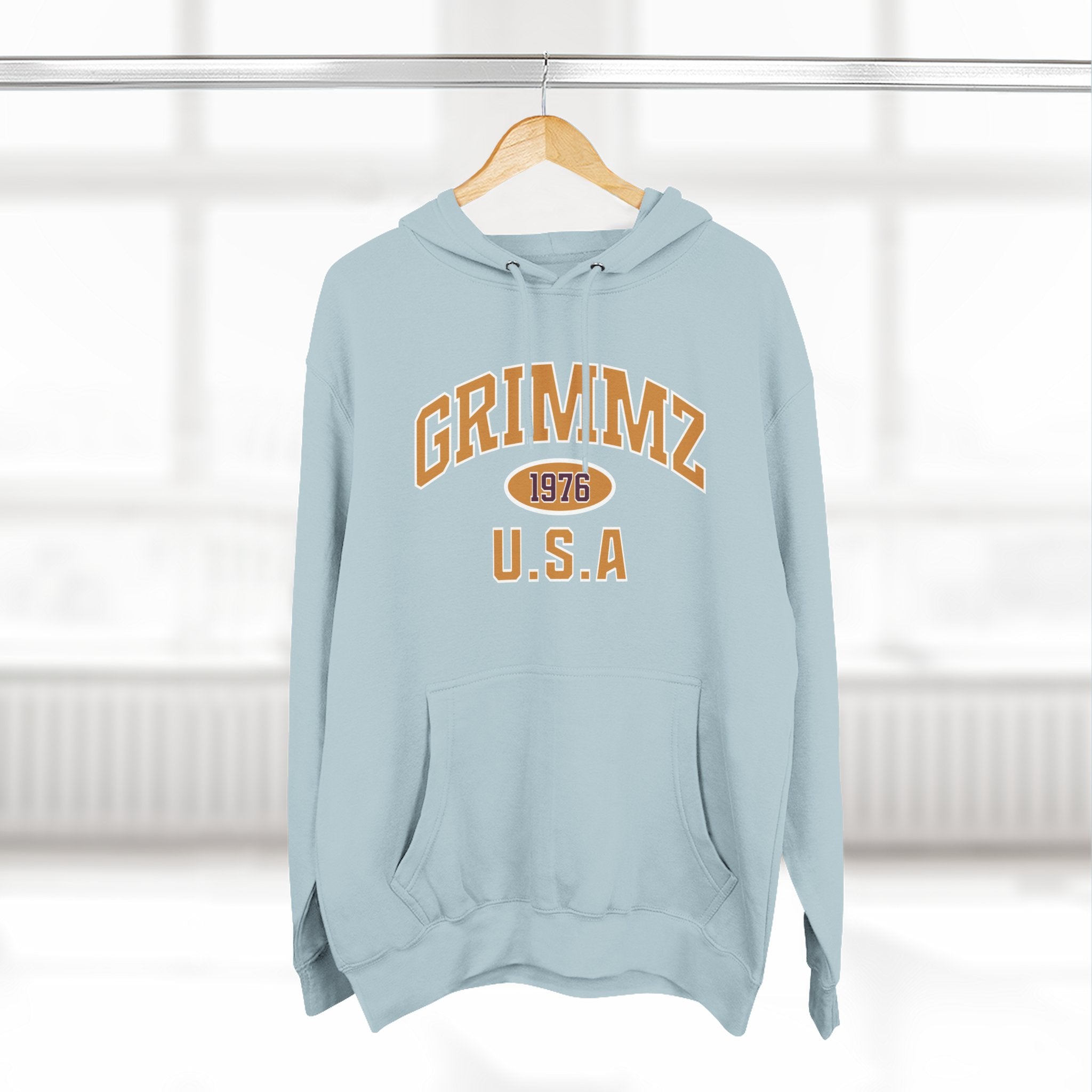 Grimmz 1976 U.S.A. Hoodie — Vintage Collegiate Fleece Pullover