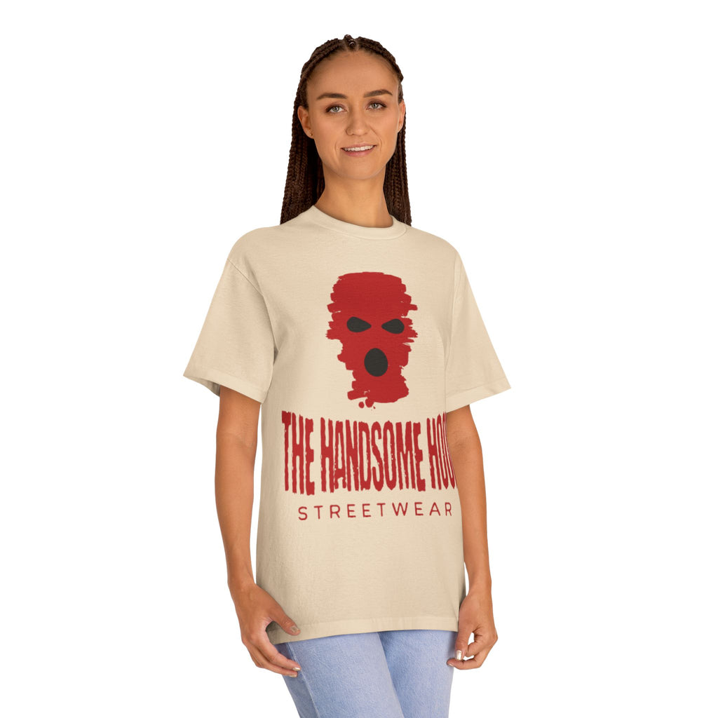 The Handsome Hood Streetwear Tee — Red Balaclava Graphic T-Shirt
