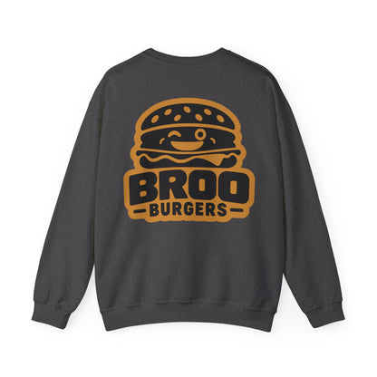 Burger Logo Sweatshirt — 'BROO Burgers' Retro Fast Food Crewneck