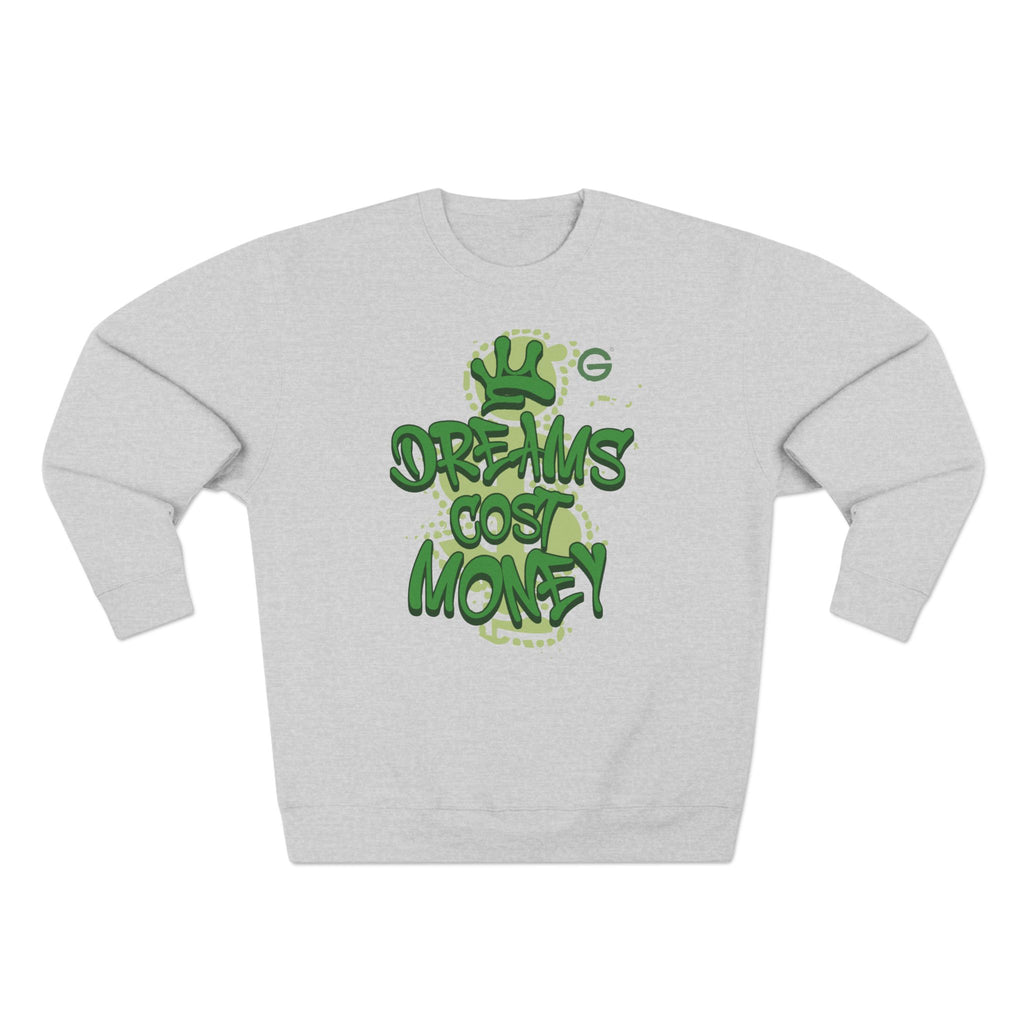 Dreams Cost Money Crewneck Sweatshirt – Green Graffiti Money Graphic
