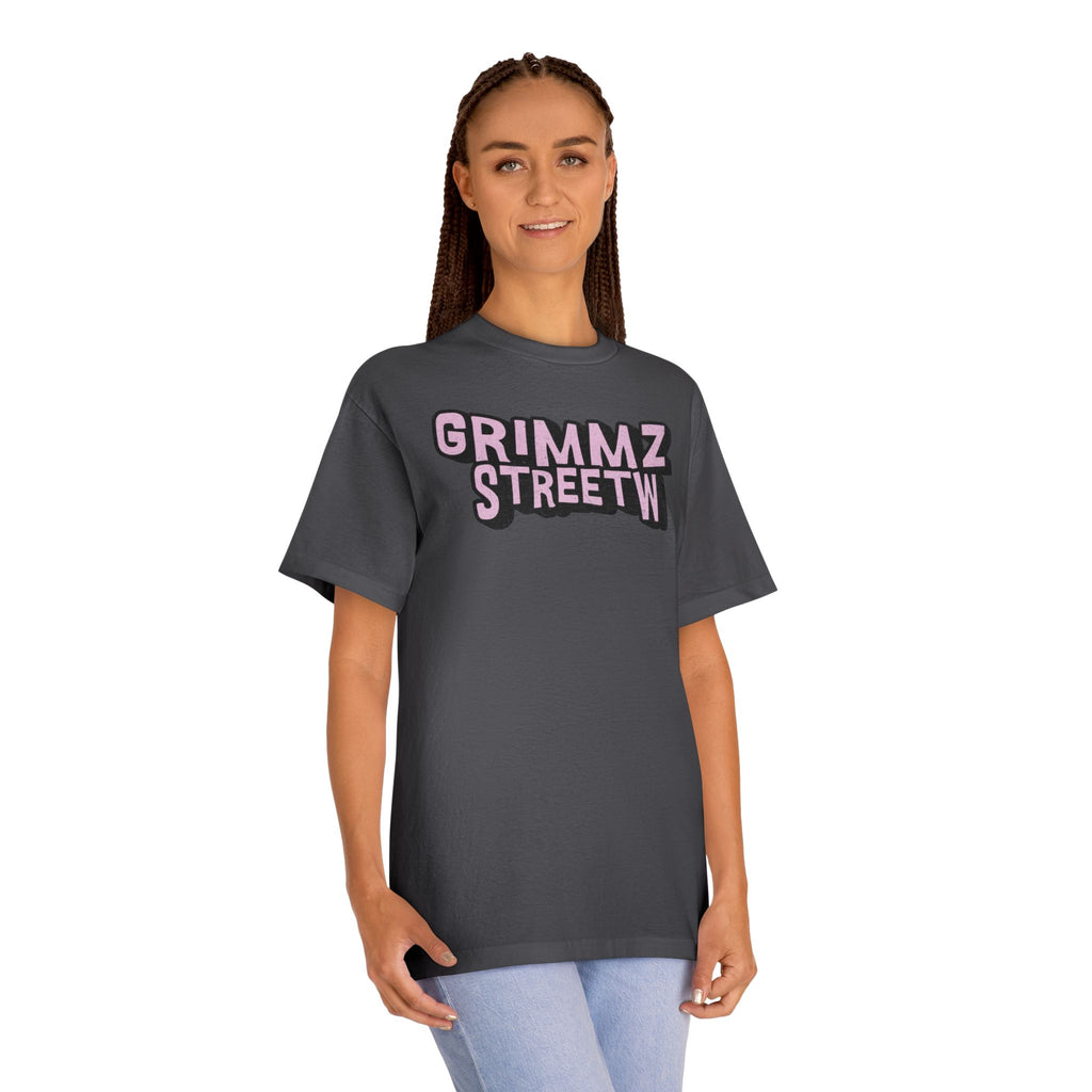 Grimmz Streetwear Tee — Pink Graffiti Logo T-Shirt