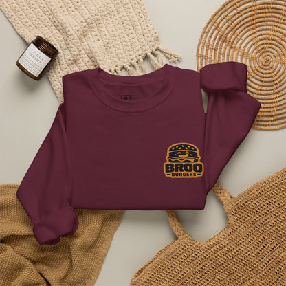 Burger Logo Sweatshirt — 'BROO Burgers' Retro Fast Food Crewneck