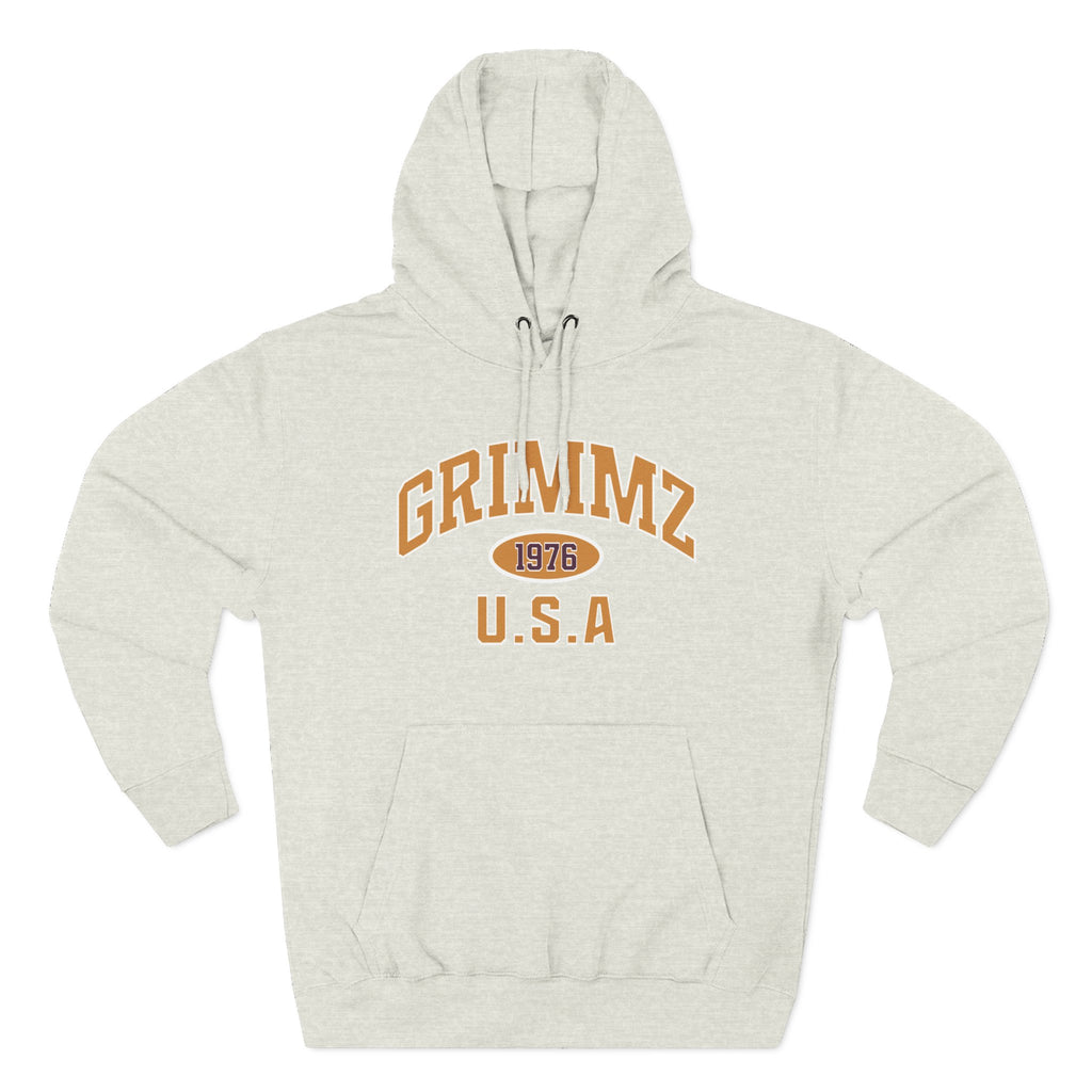Grimmz 1976 U.S.A. Hoodie — Vintage Collegiate Fleece Pullover