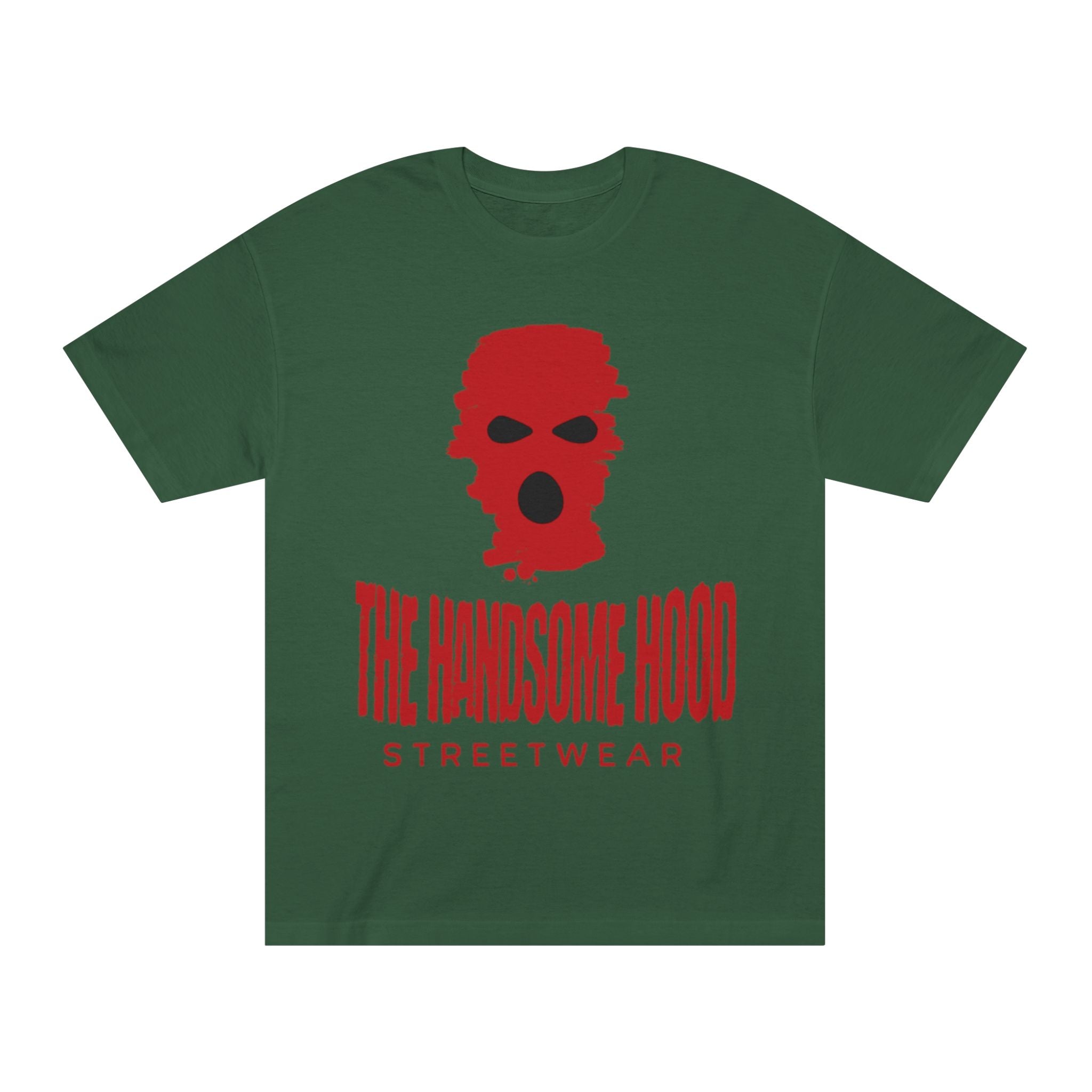 The Handsome Hood Streetwear Tee — Red Balaclava Graphic T-Shirt