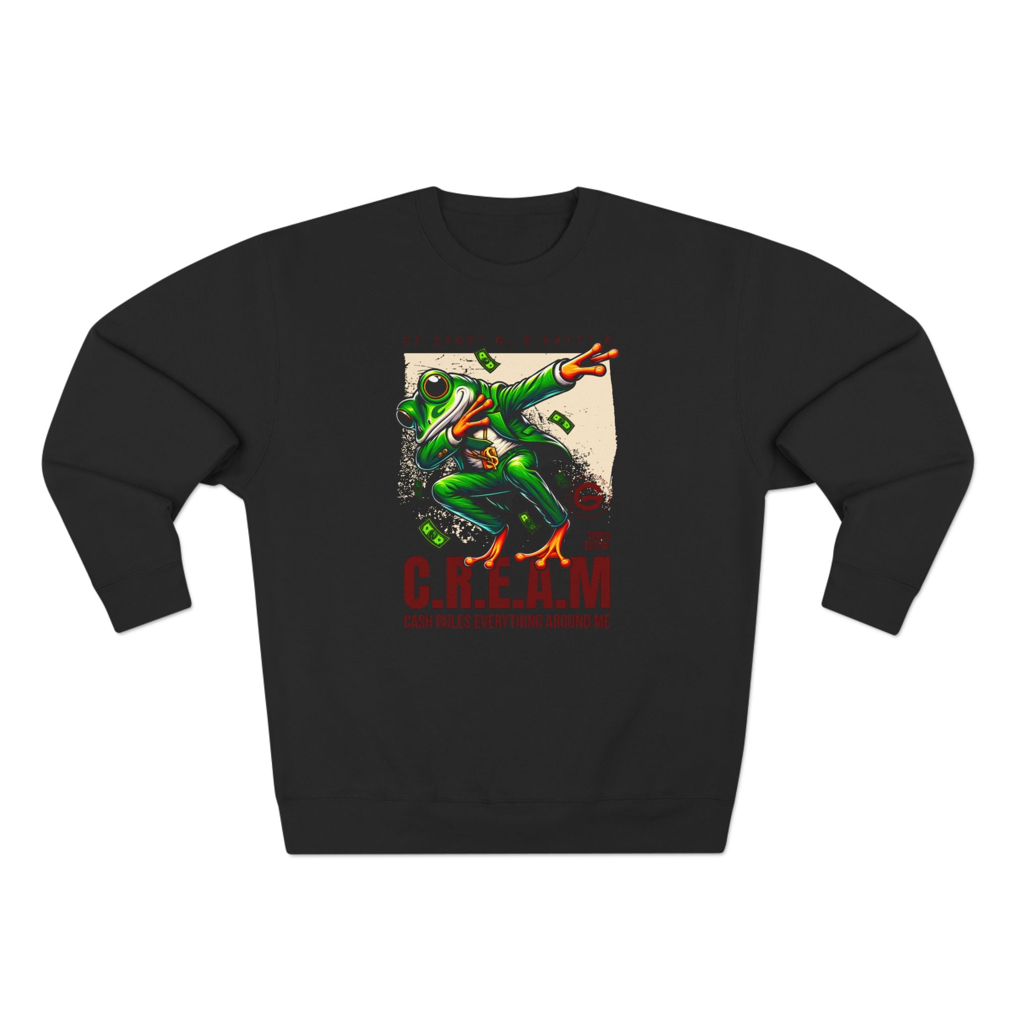 C.R.E.A.M. Frog Crewneck Sweatshirt – 'Cash Rules Everything Around Me' Graphic