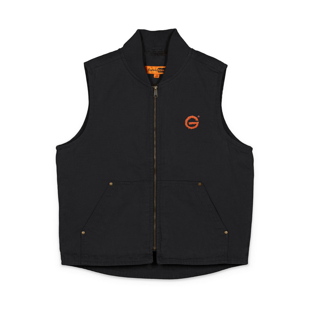Washed Duck Cloth Work Vest — Embroidered Chest Patch