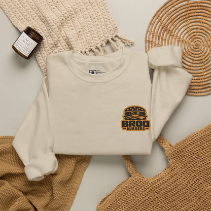 Burger Logo Sweatshirt — 'BROO Burgers' Retro Fast Food Crewneck