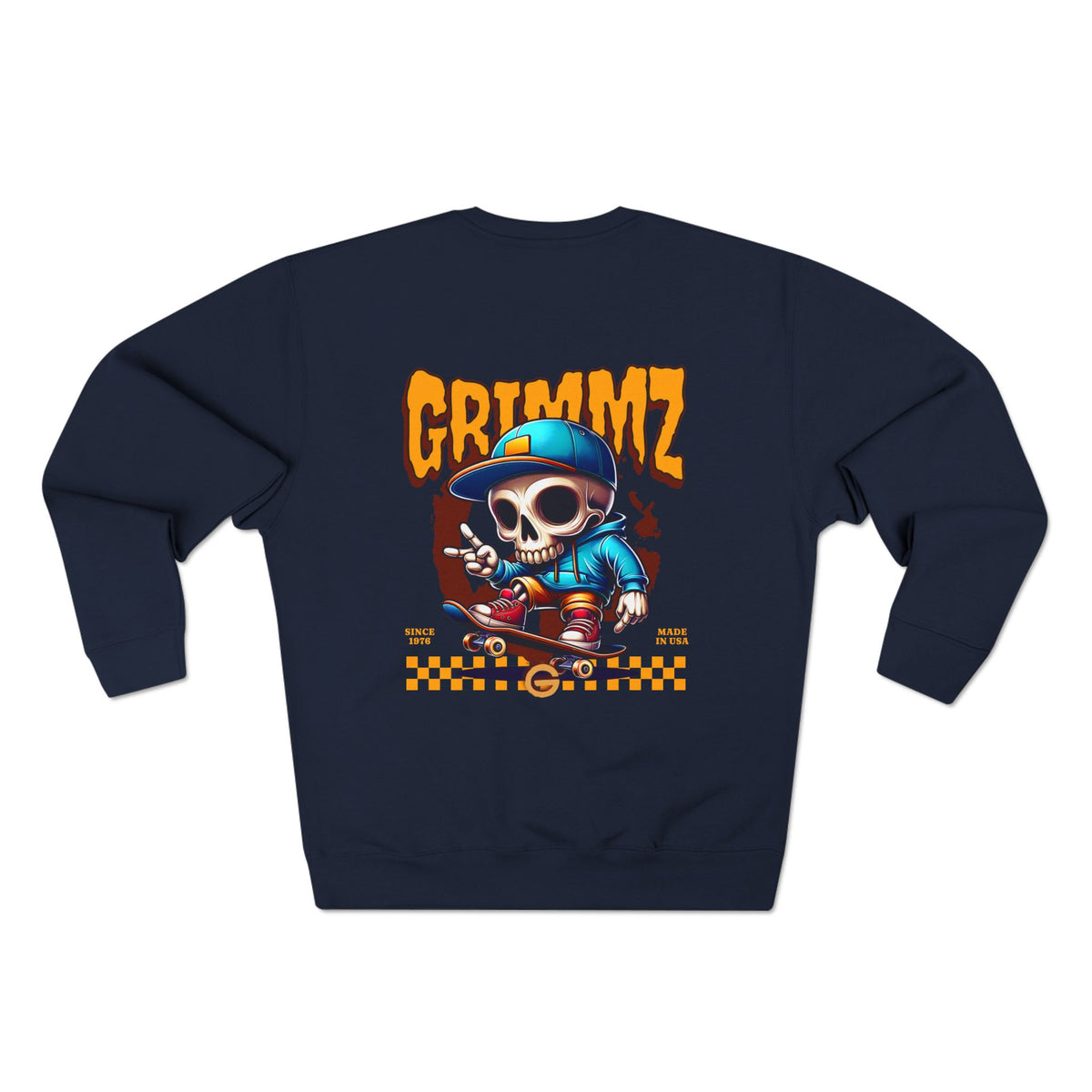 GRIMMYZ Skull Skateboard Crewneck Sweatshirt